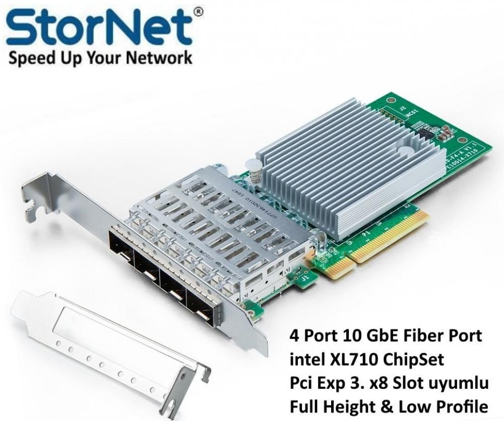 Fiber Ethernet Kartı 4 Port 10 Gigabit  intel X710-DA4 (SFP+)