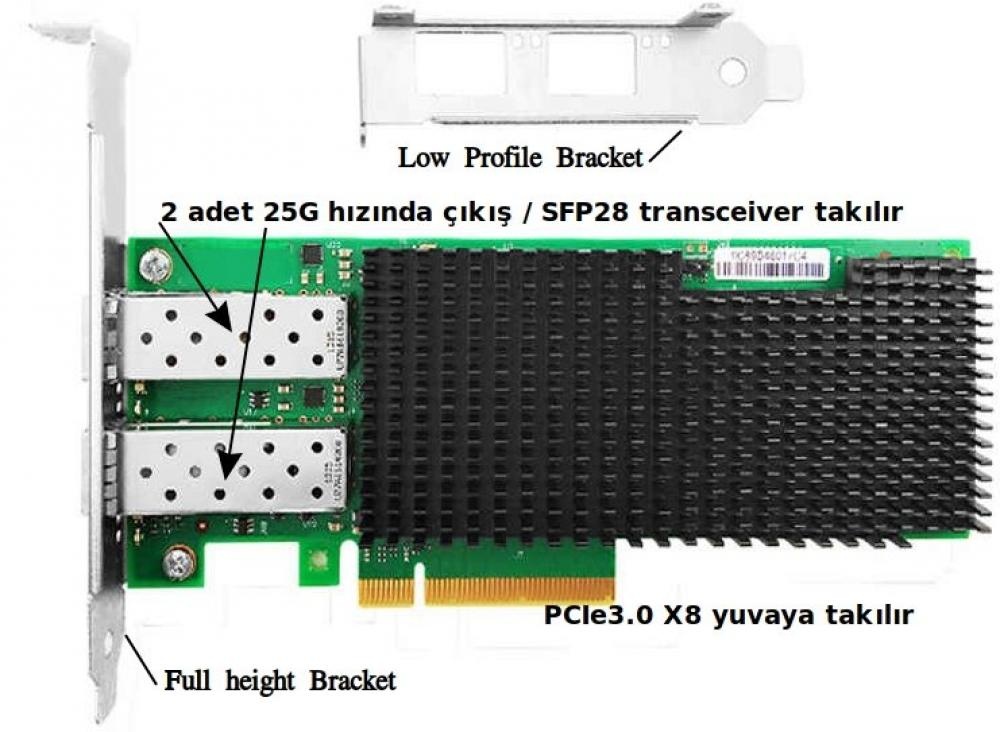 Ethernet Kartı 25 Gigabit Dual Port intel XXV710-DA2 PCI Express 3.0