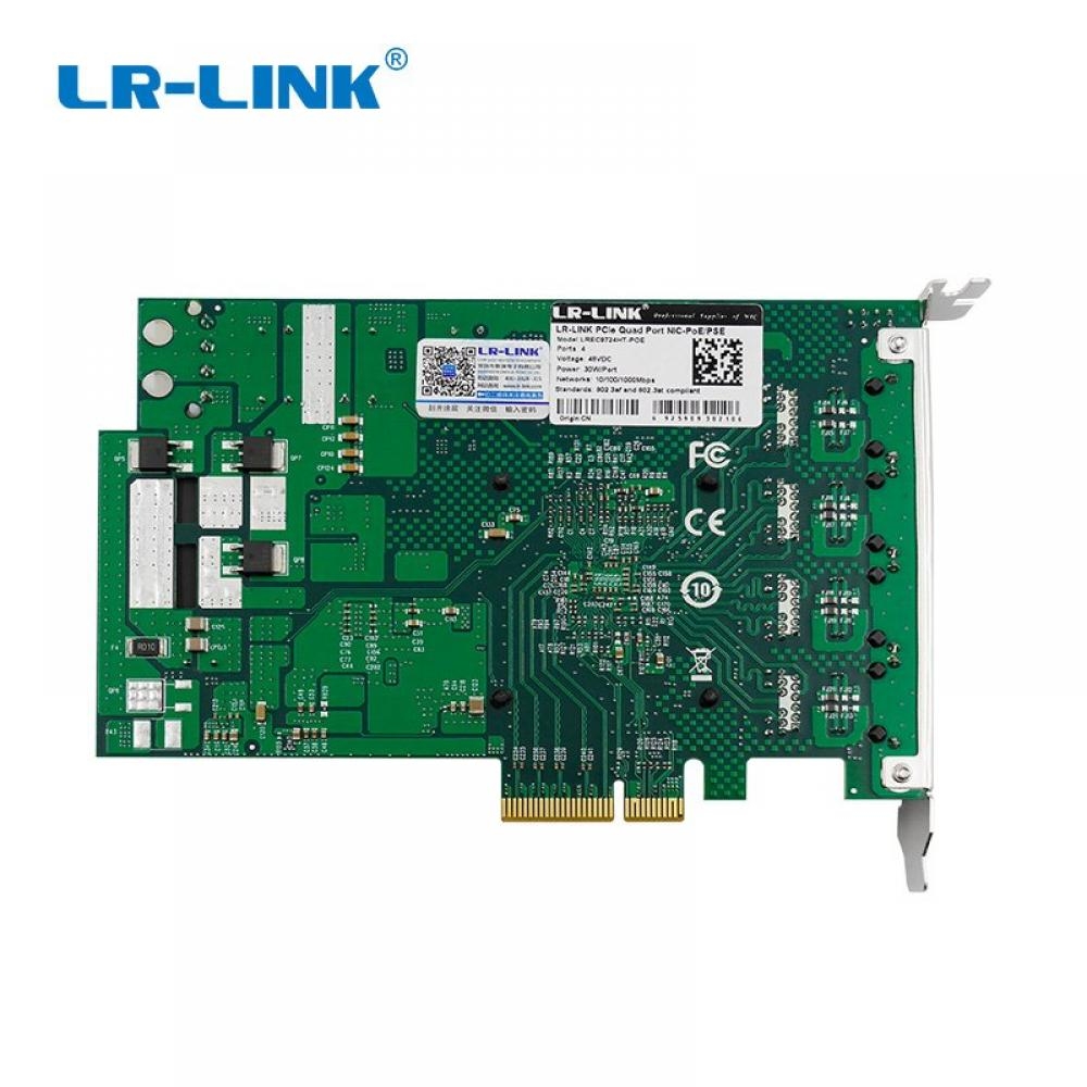 LREC9724HT-PoE PCI Express x4 Quad Port 802.3at PoE+ Gigabit PoE Machine Vision Card Intel I350 4 x PoE