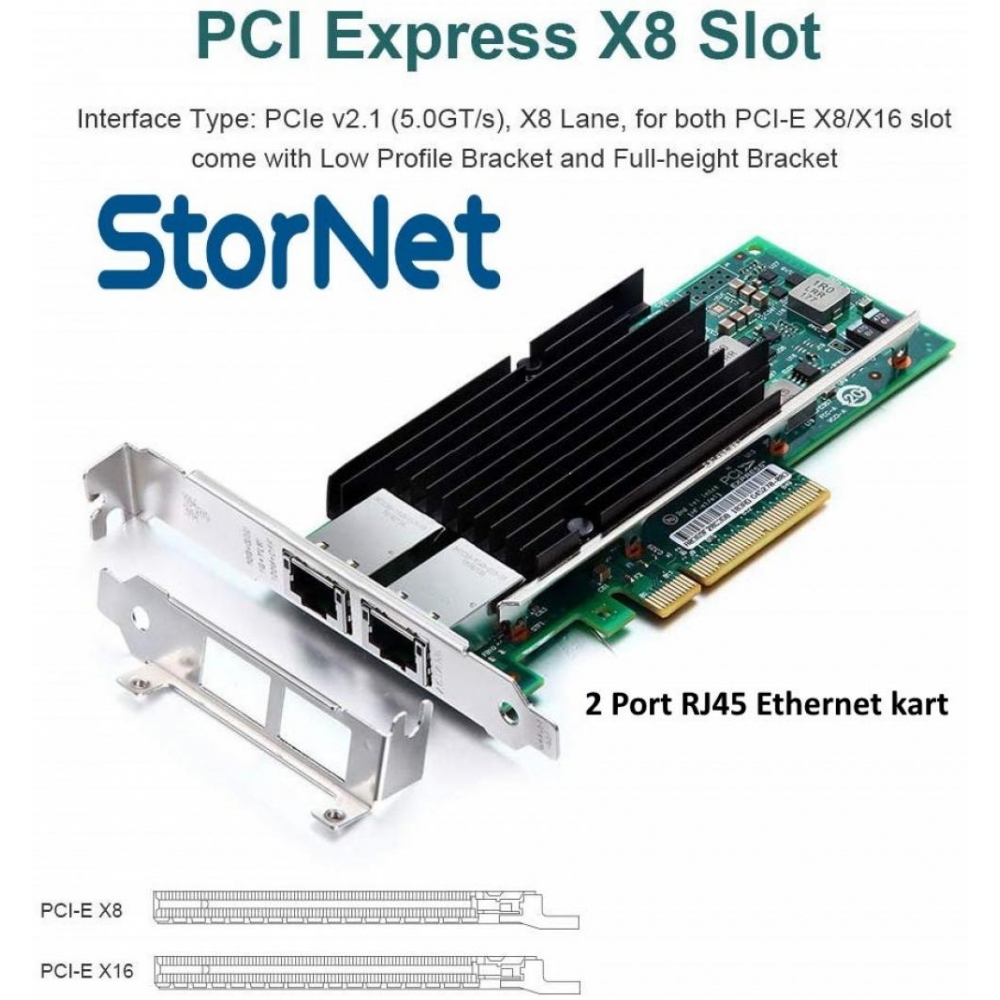Intel X540-T2 Dual / 2 Port 10GBE Server Ethernet Kart RJ45 Çıkışlı