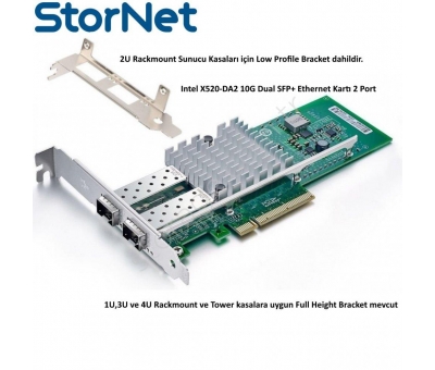 Intel 82599ES ChipSet X520-DA2 2 Port Fiber Ethernet Kartı 10GbE SFP+ StorNET